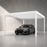 Glass Roof Aluminium Carport | The Rimessa | Reinforced Safety Glass | Extra-Wide Panels | Spans Up To 7m | Integrated LED