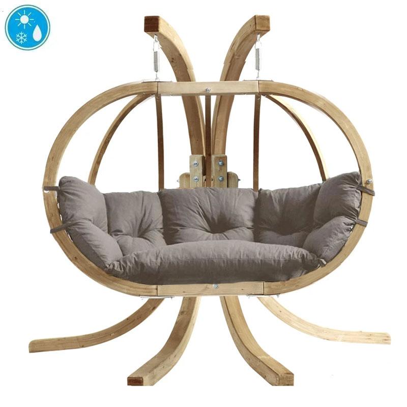 Globo Royal Double Hanging Egg Chair Set — in use outdoors