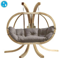 Globo Royal Double Hanging Egg Chair Set — in use outdoors