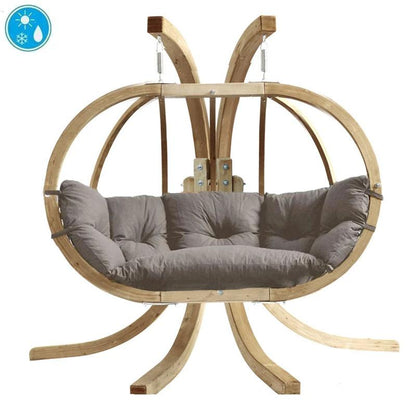 Globo Royal Double Hanging Egg Chair Set — in use outdoors