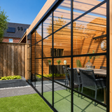 Frameless Steel Look Glass Door Panel | Deponti Steel Look Profiles | Horizontal Bar Design | For Fiano Sliding Rail System | Industrial Aesthetic
