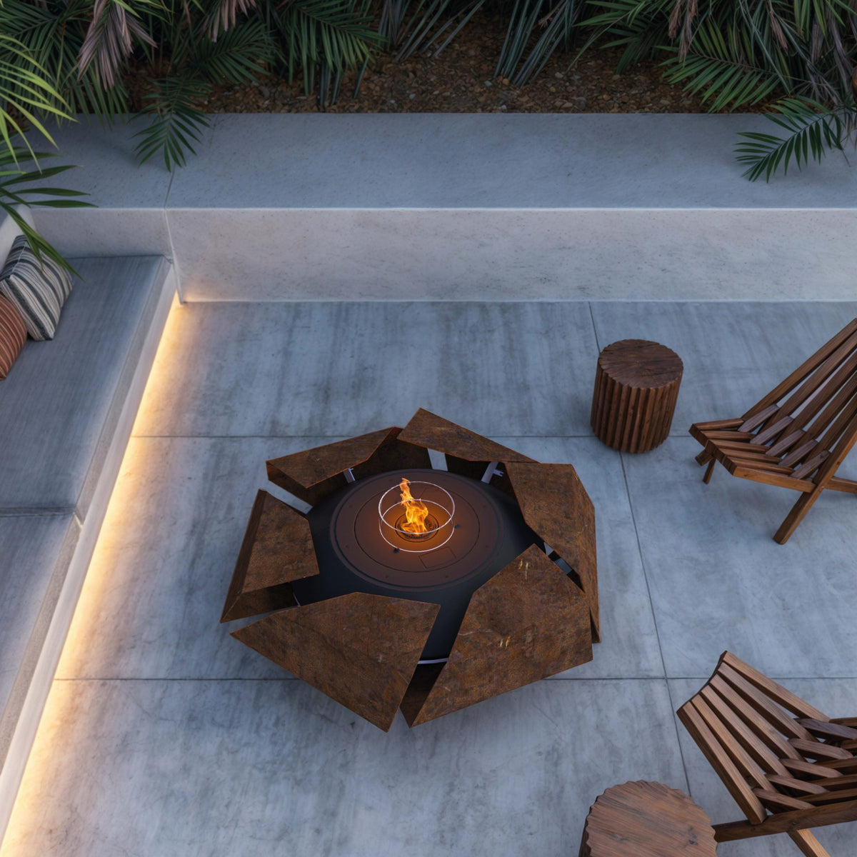 glammfire stravaganza fire pit bbq grill lifestyle exterior view — view 2
