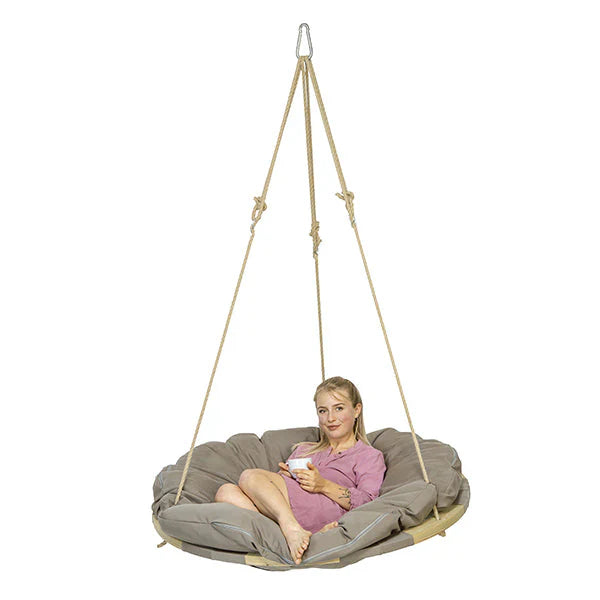 swing nest hanging chair taupe product exterior view