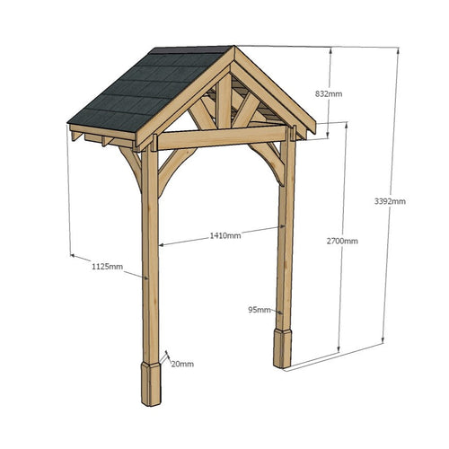 Felt Shingle Roof Porch Canopy | Timber | Multiple Sizes