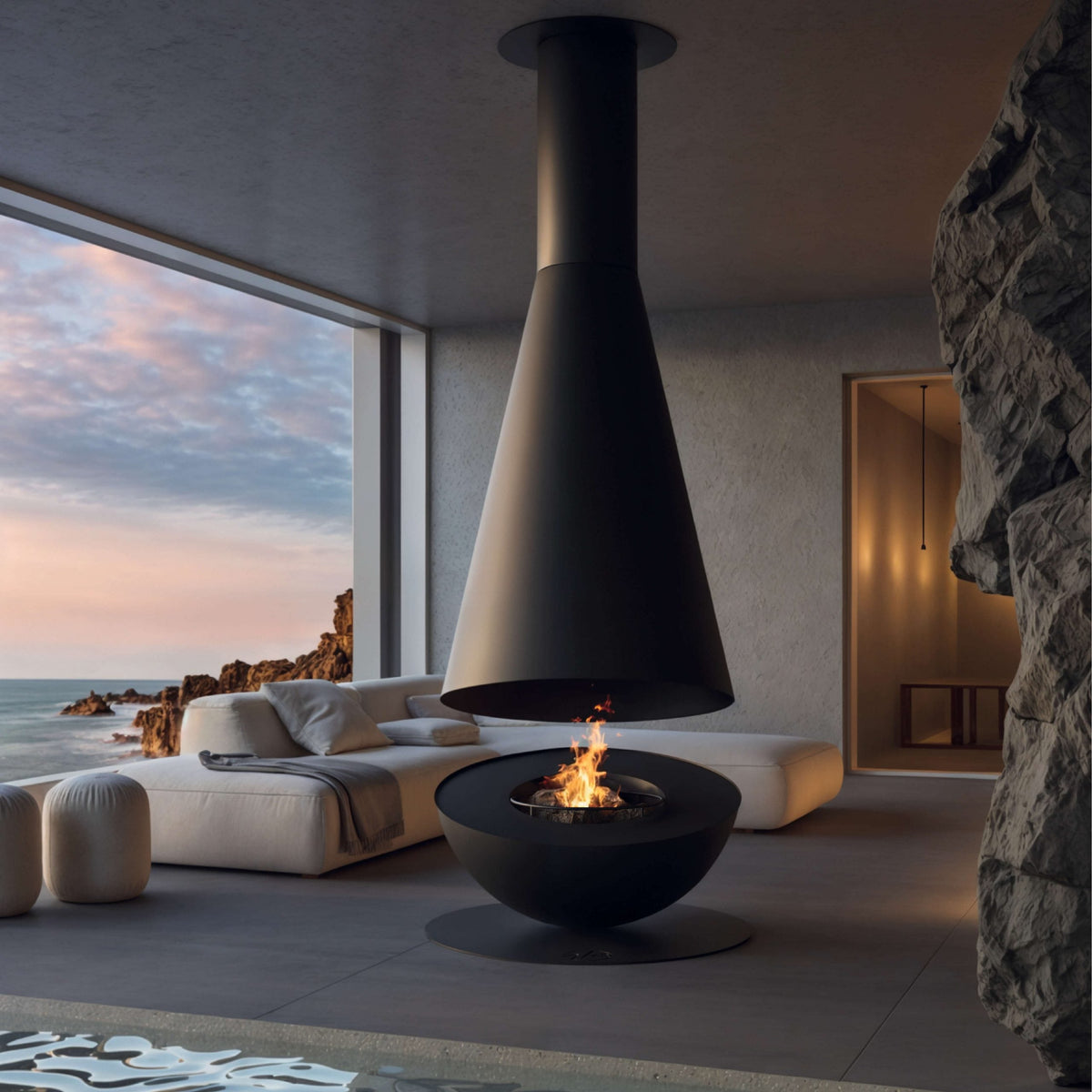 GlammFire Thales Firewood Fire Pit — side profile