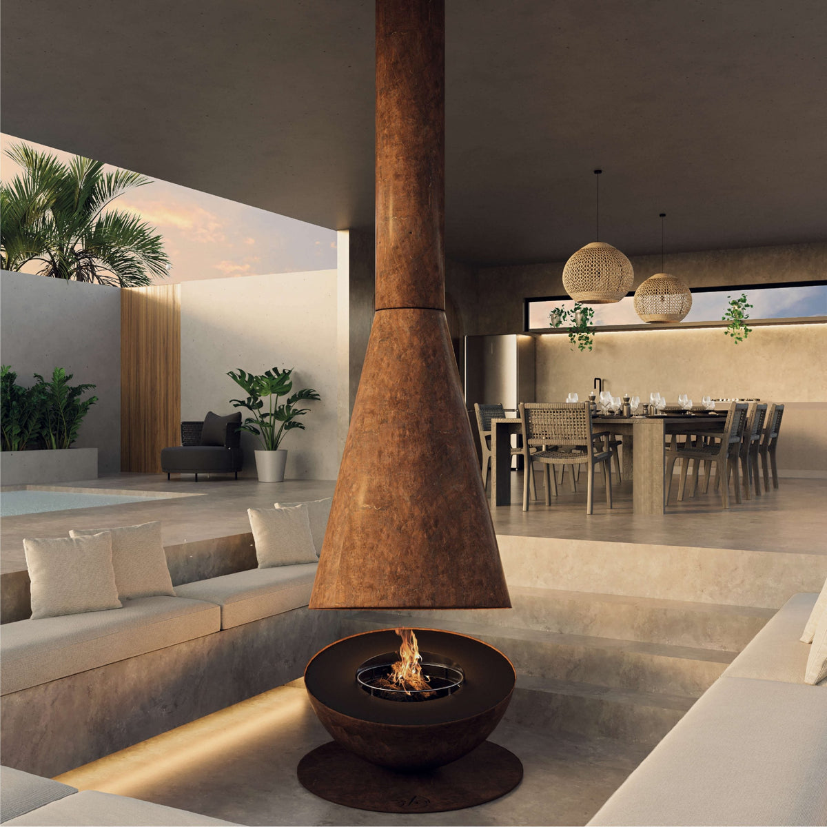 GlammFire Thales Firewood Fire Pit — close-up detail