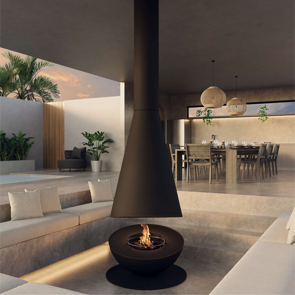 GlammFire Thales Firewood Fire Pit — from an angle